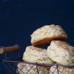A wire basket with five foolproof scones.