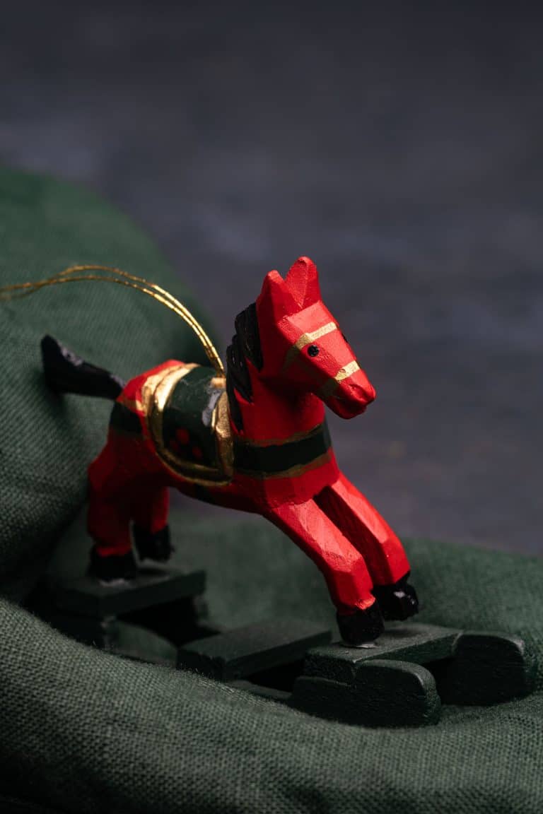 A traditional German wooden Christmas tree ornament.