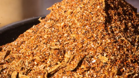 Chipotle spice mix in a black bowl.