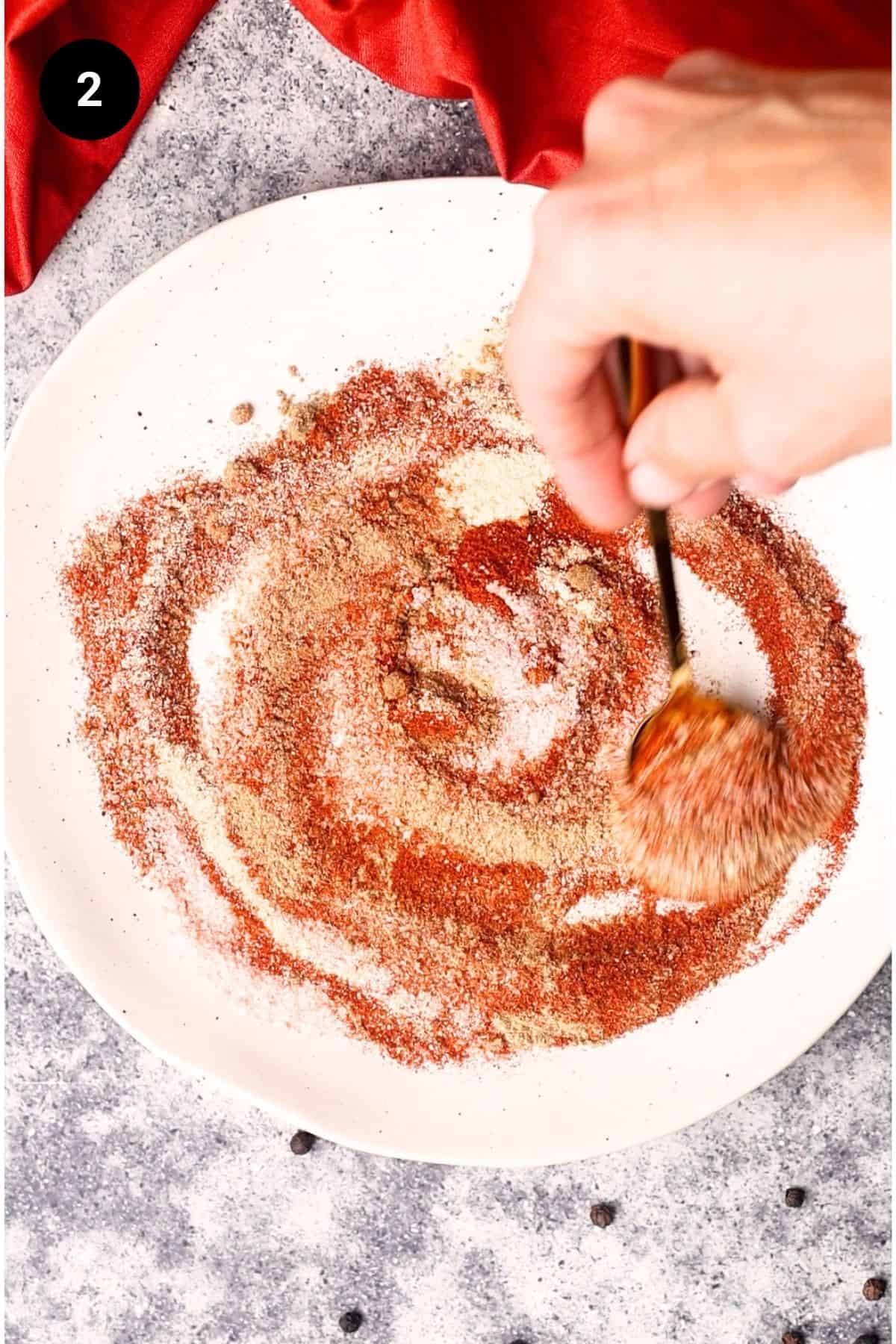 Mix dry rub ingredients.