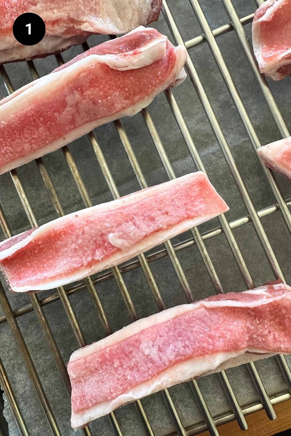 Salted lamb ribs.