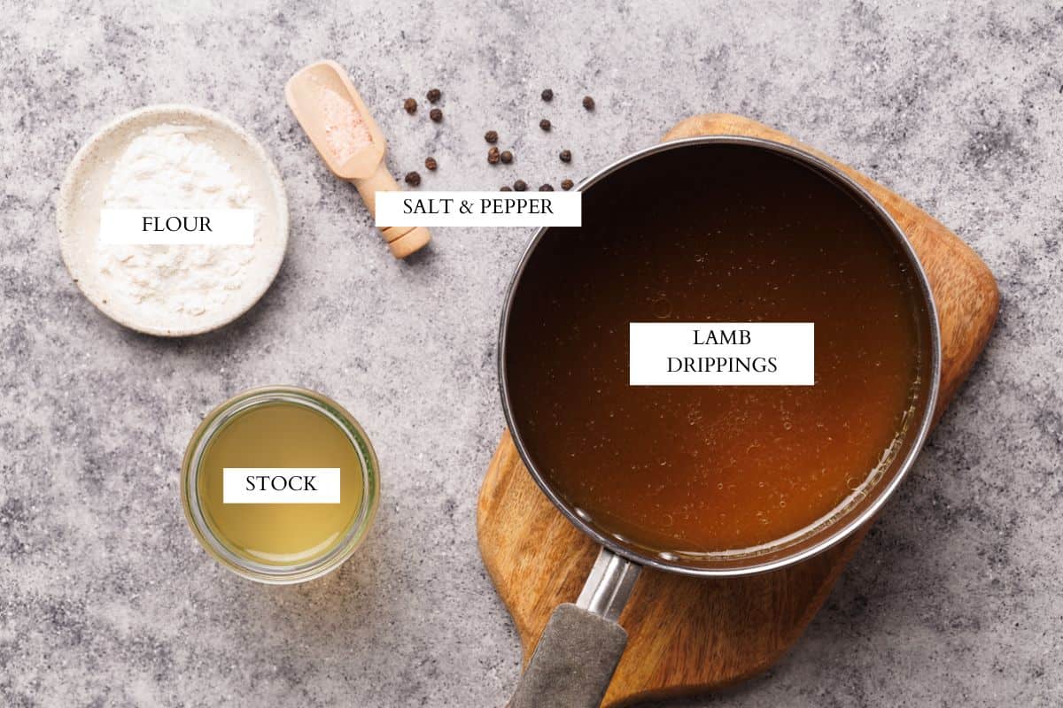 Ingredients laid out to make lamb gravy.