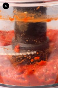 Harissa paste in a blender.
