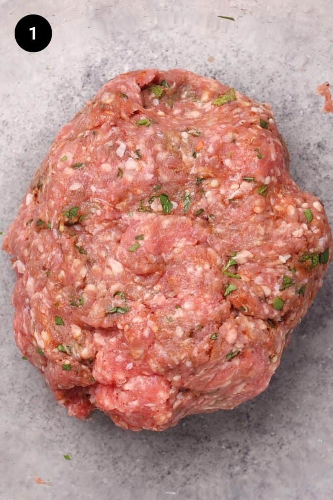 Seasoned ground lamb mixture.