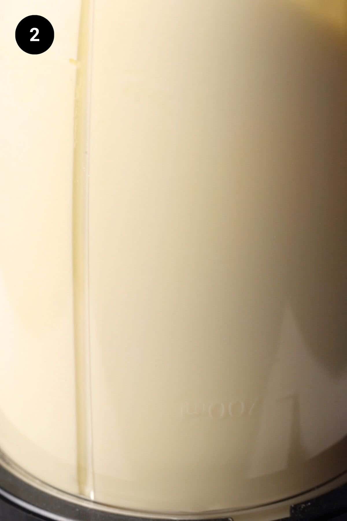 Evaporated milk being blended in a blended.