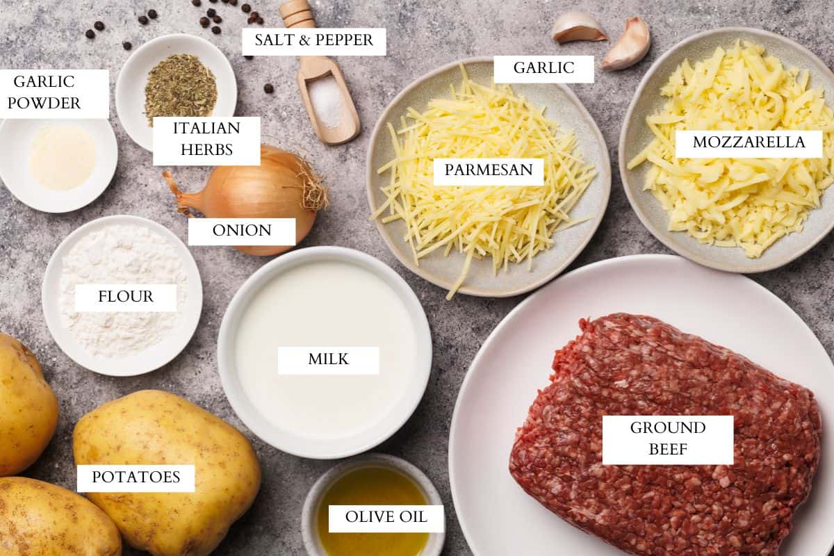 Ingredients laid out to make the casserole.