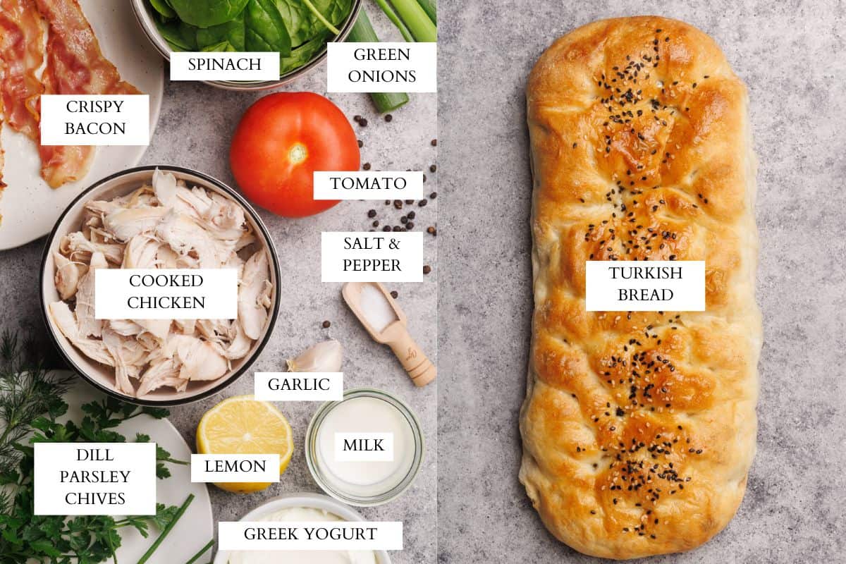 Ingredients laid out to make chicken sandwiches.